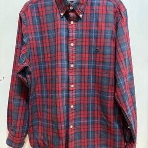 Brooks Brothers Regent Burgundy and Blue Plaid Button Down Shirt